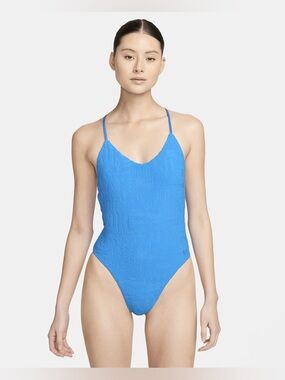 Nike Women’s Bright Blue Textured One-Piece Swimsuit